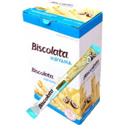 Вафельные трубочки"Biscolata ROLL" с белым шок.,мол.начинкой и кокосом 26гр